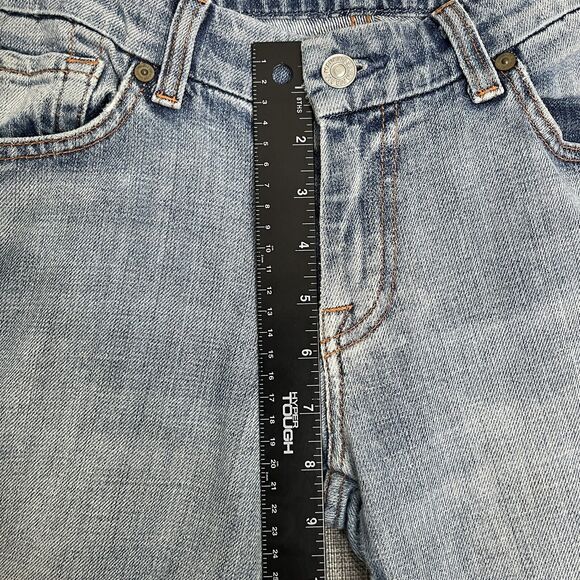 7 Seven For All Mankind Jeans Womens 30 Blue Pink Stitching A Pocket Flare Y2K - Picture 7 of 12